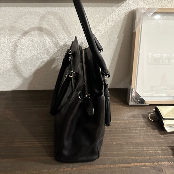Coach Black Leather Tote with Tassel - Picture 2 of 7